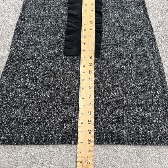 Theory Ginny Tweed Ruffle Silk Midi Shift Dress Womens XS Petite Black White - Picture 13 of 16